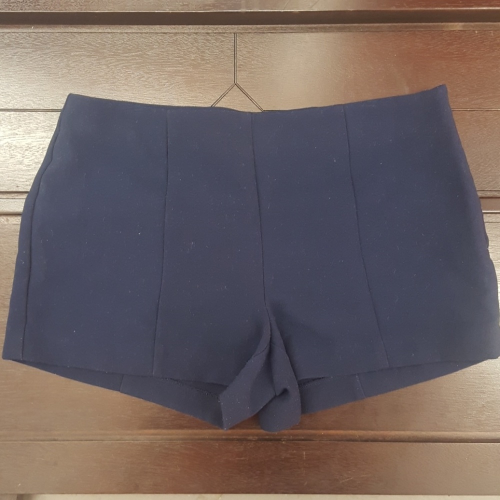 Navy Blue Pleated Shorts