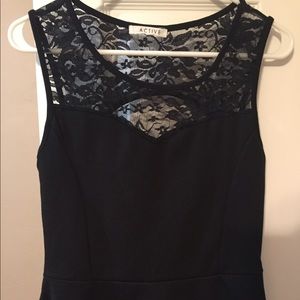 Lace black peplum top