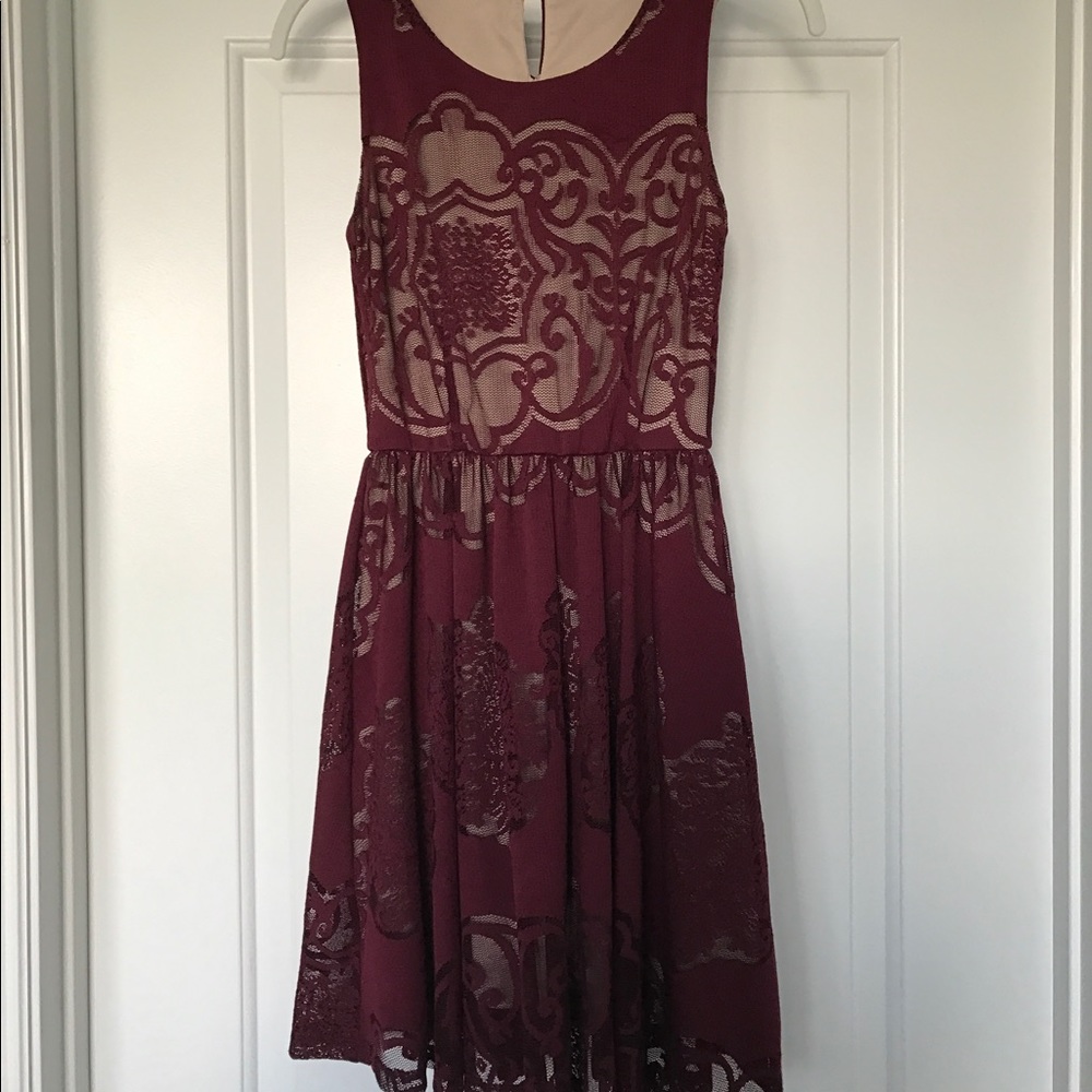 Women's maroon skater dress