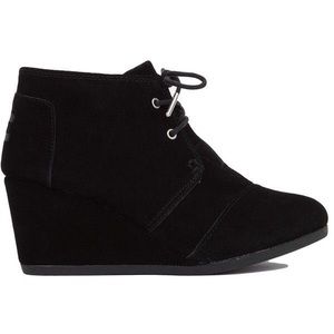 Toms black suede wedge