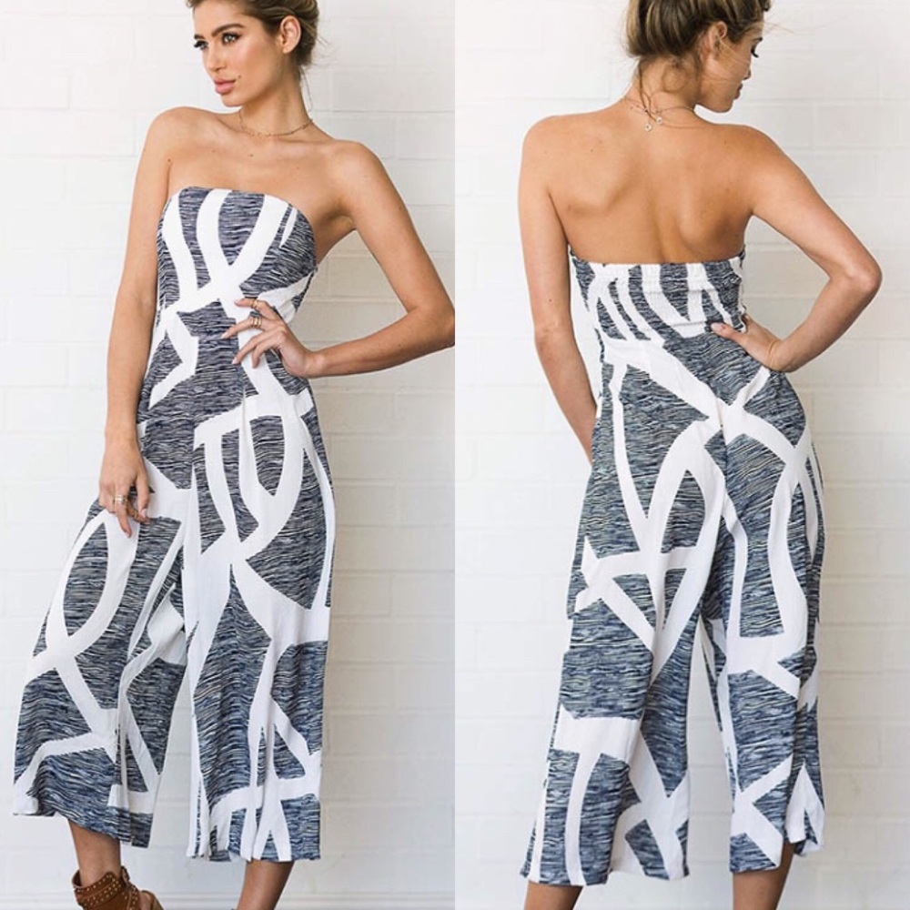 Blue & White Jumpsuit - Picture 2 of 5