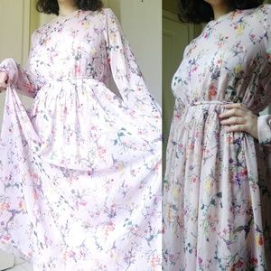 MAXI PINK/FLORAL FLOWY FORMAL DRESS (H&M)