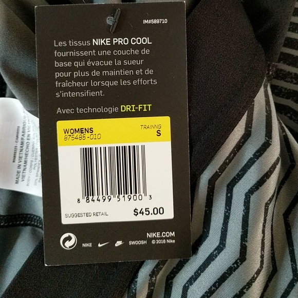 Nike Pro Cool Cropped Gray Legging Pants Crop - Picture 2 of 2