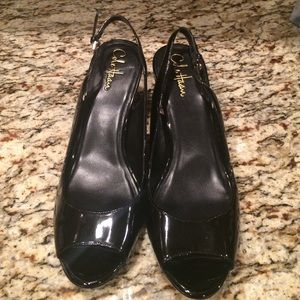 Cole Haan Nike Air Heels. Black peep toe pump.