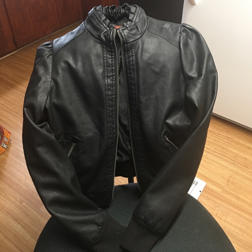 Super cute "leather style" jacket. Super soft.