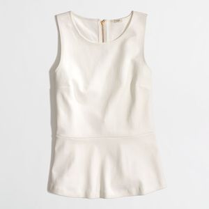 Never worn white J. Crew ponte peplum shirt