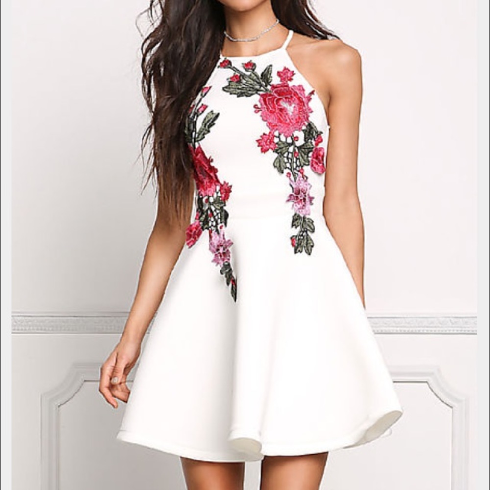 Rose embroidered dress