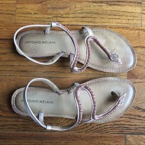Antonio Melani snake sandals rose gold