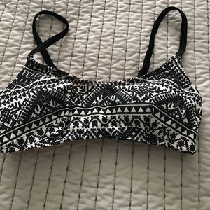 Black Aztec Print Swim Top