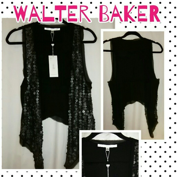 Walter Baker Jackets & Coats - NWT Walter Baker Black Matte Sequin Vest Walter Baker Jackets & Coats - NWT Walter Baker Black Matte Sequin Vest