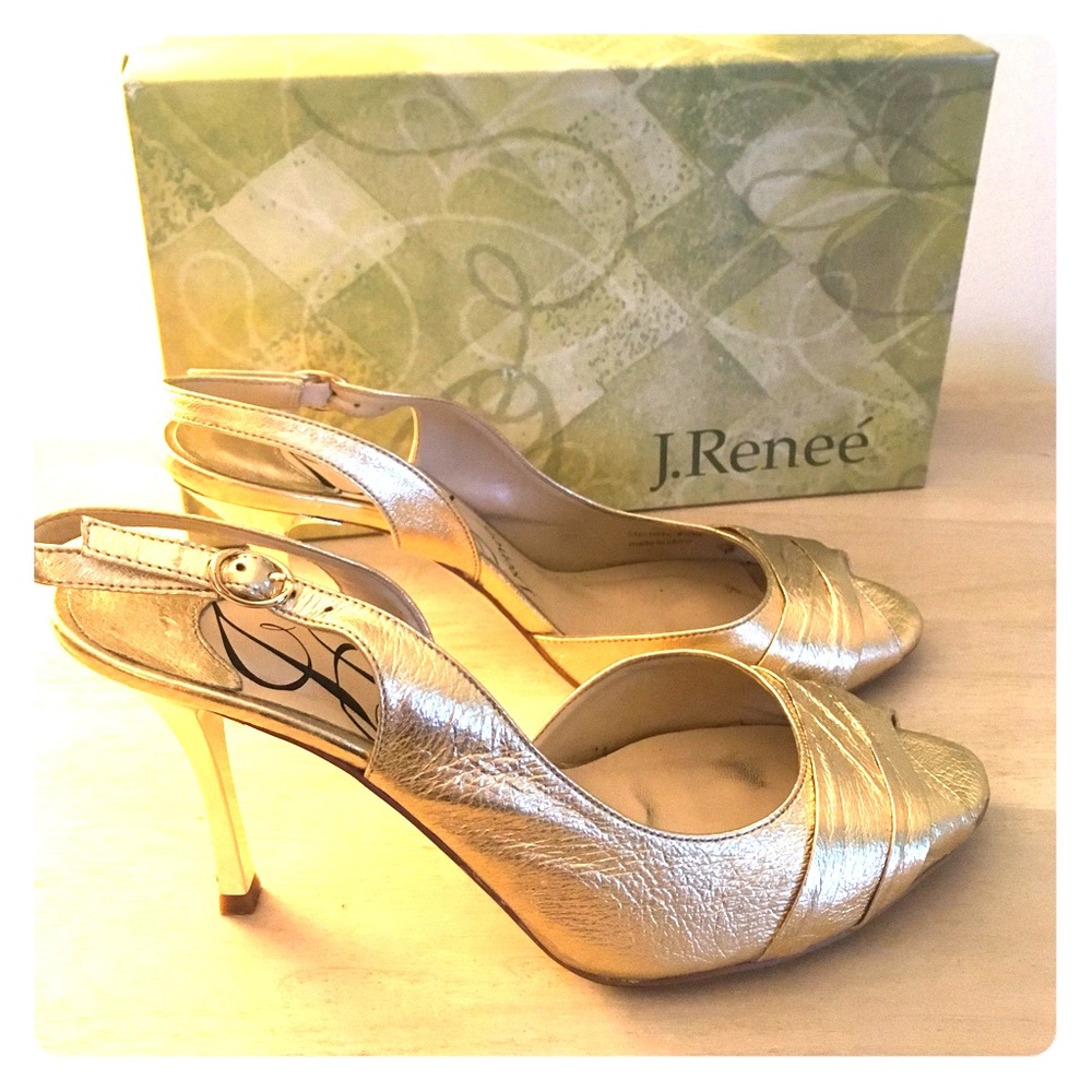 J Renee Mechele Gold Metallic heels