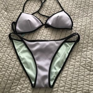 Purple And Black Triangle Bikini Set