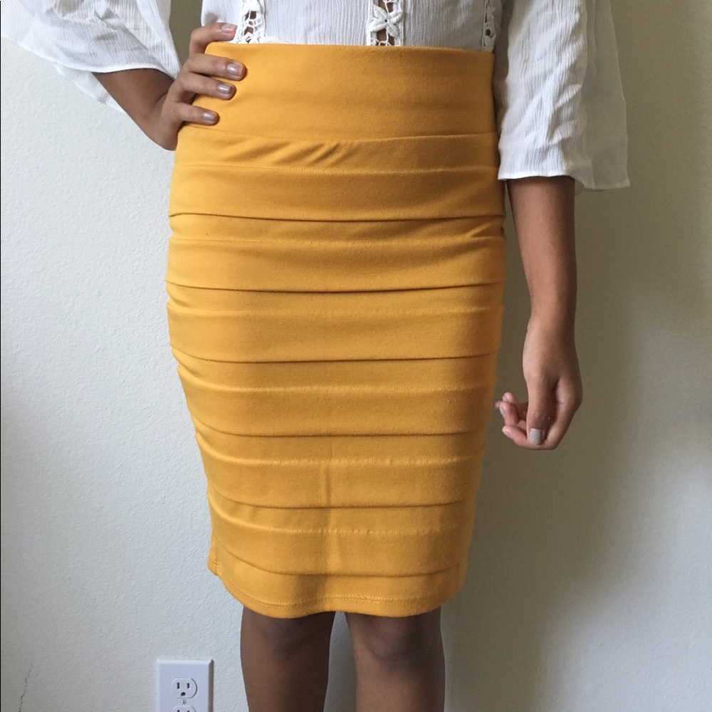 A yellow skirt