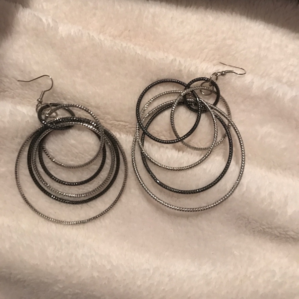 Black & silver tone pierced earrings