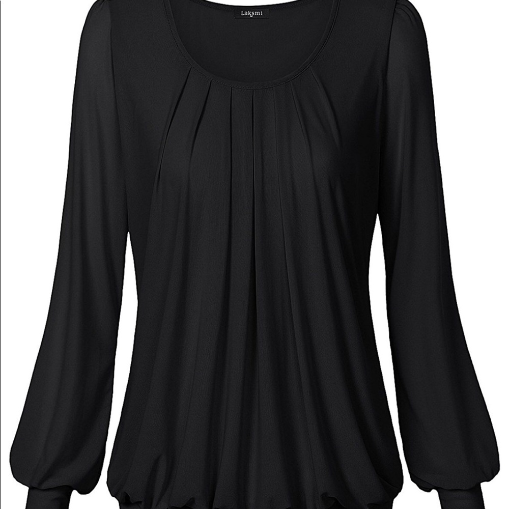 Never worn black pleat front long sleeve