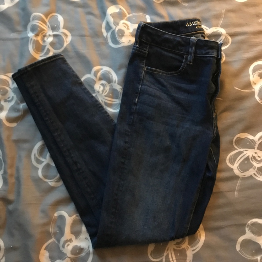 AE Dark Wash Super Stretch High Rise Jeggings