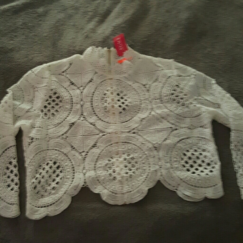 Plus size white lace crop top