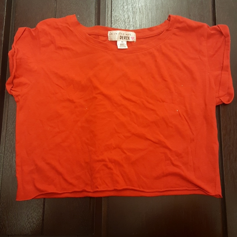 Red Boyfriend Crop Top
