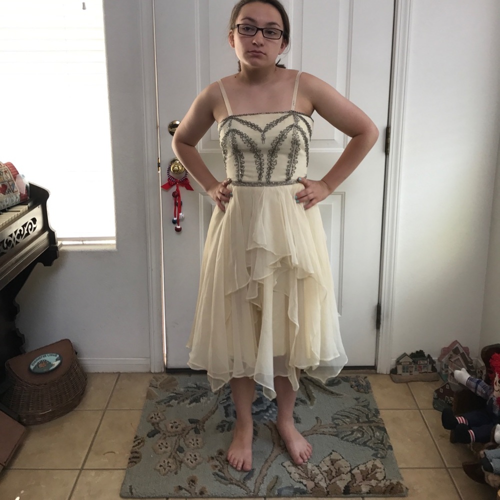 Vintage Pale Yellow Strapless Cocktail Dress
