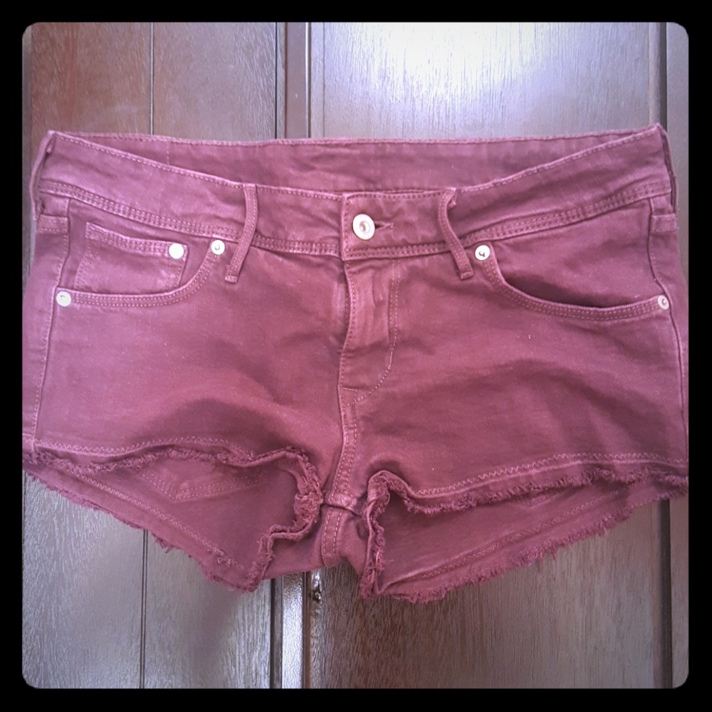 BurgundyDenim Shorts