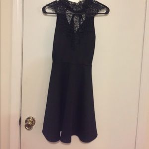 Black Lace Top Dress with Bow on Back