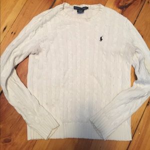 Polo cable knit pullover sweater