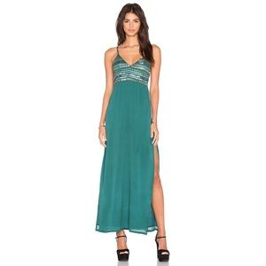 Tularosa Lena dark green embellished maxi (M)