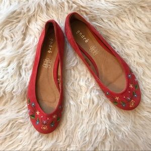 Andre embroidered suede floral flats Andre embroidered suede floral flats