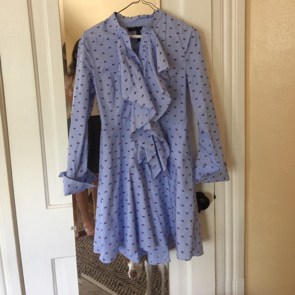 BCBG blue dress, ruffles.