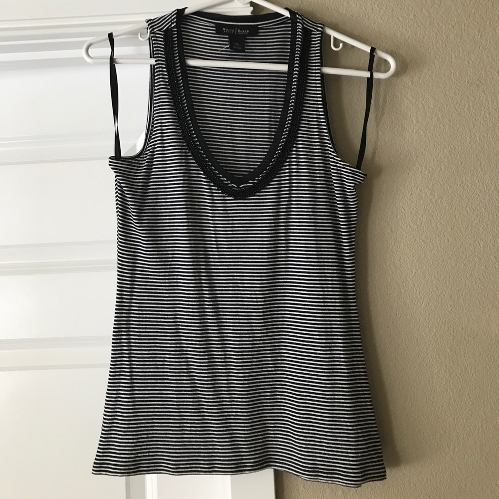 WHBM black and white striped tank