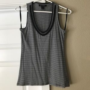 WHBM black and white striped tank