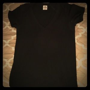PINK Black V-neck Essential Tee: 60/40 blend.
