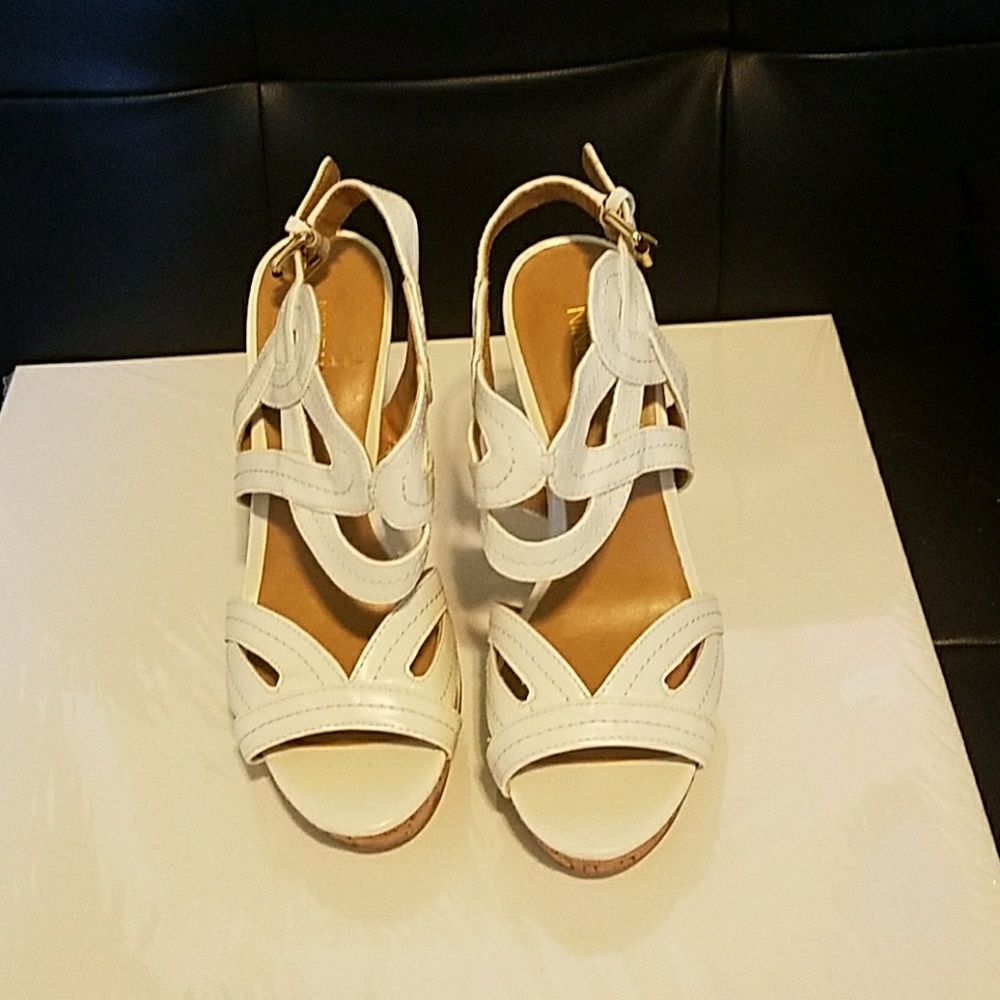 White platform strappy heels
