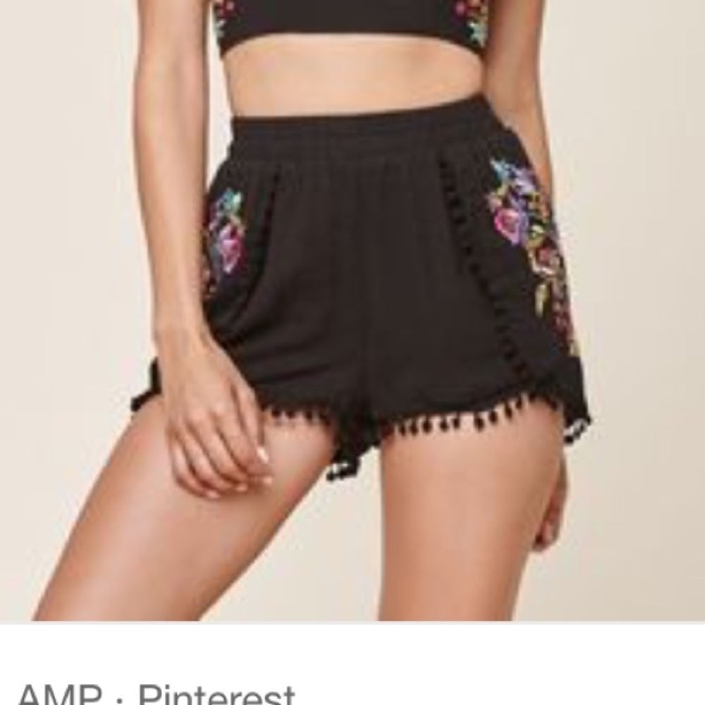 Black floral shorts