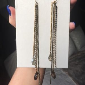 Long chain and opal earrings