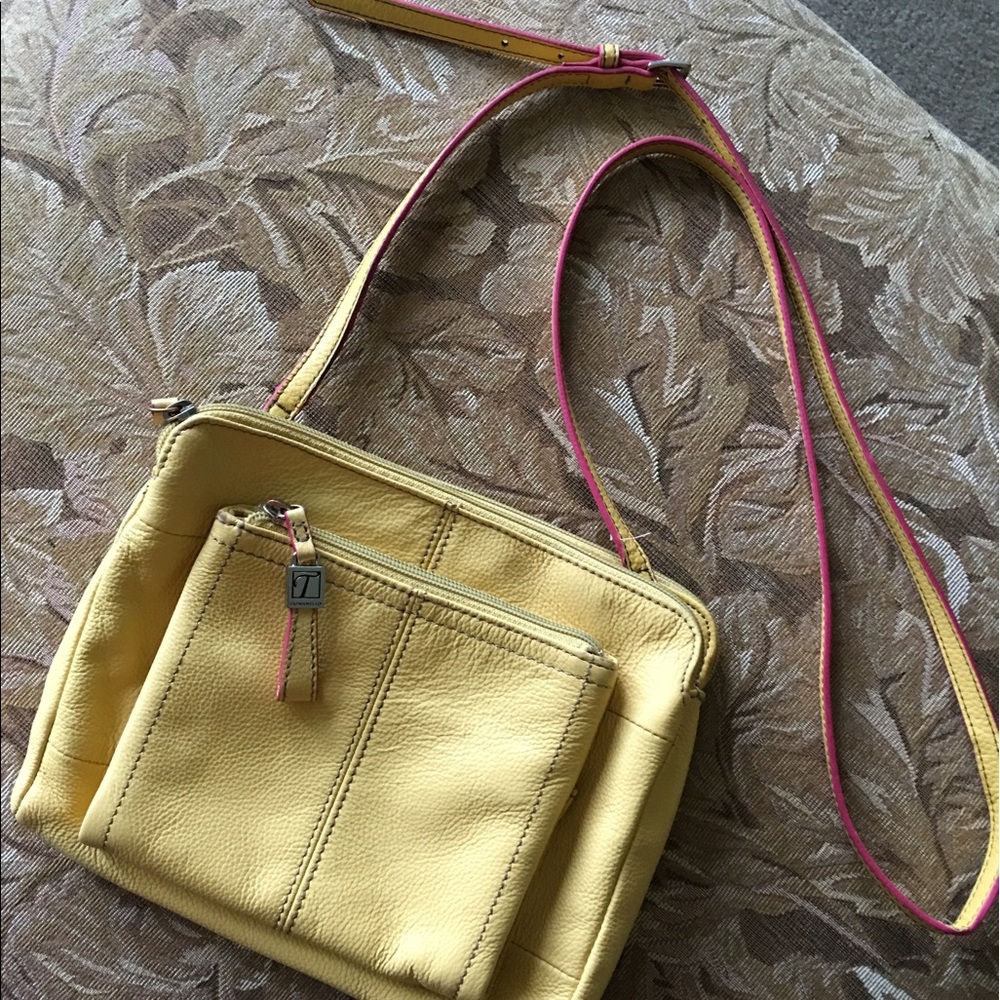Tignanello Yellow 100% Leather Handbag