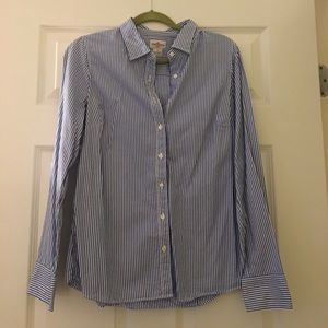 Blue and white pinstripe blouse