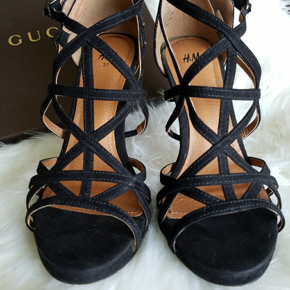 H&M black strappy heels