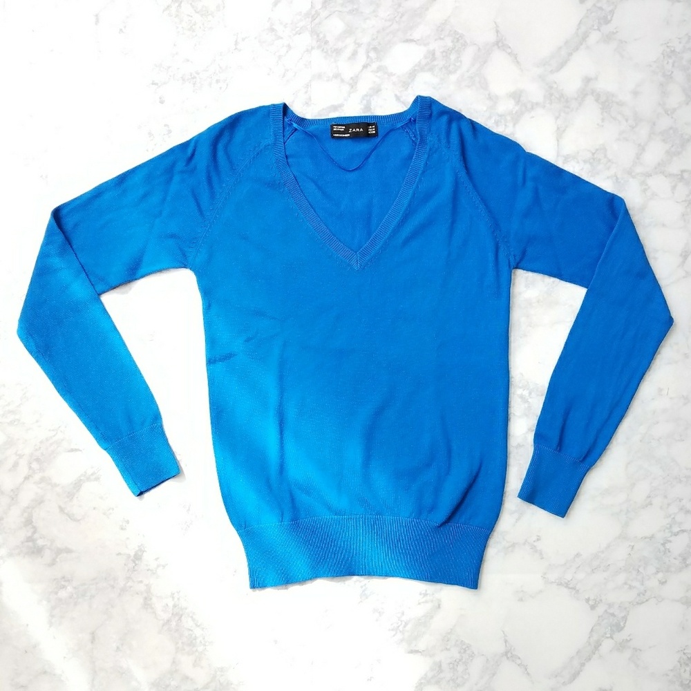 Zara Blue V-neck Sweater