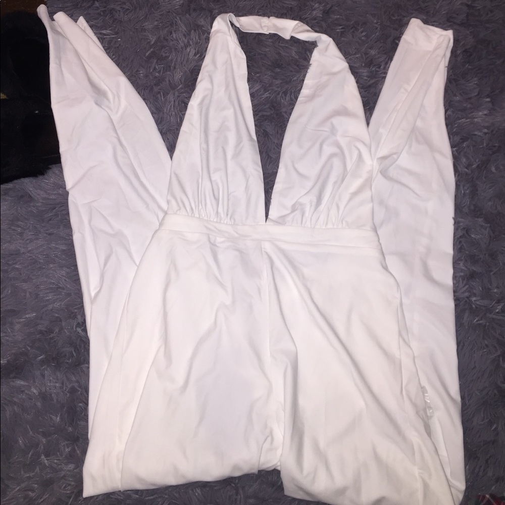Open back halter jumpsuit