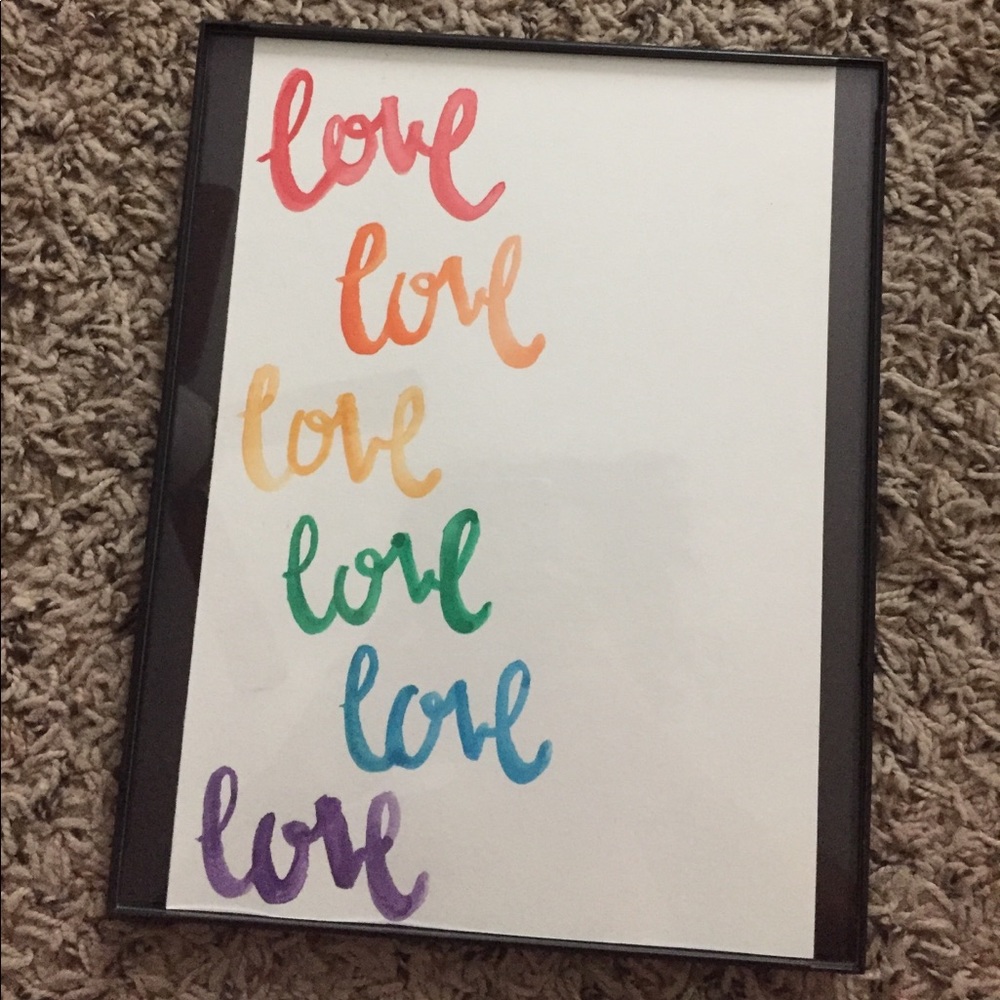 Framed water colored "LOVE"