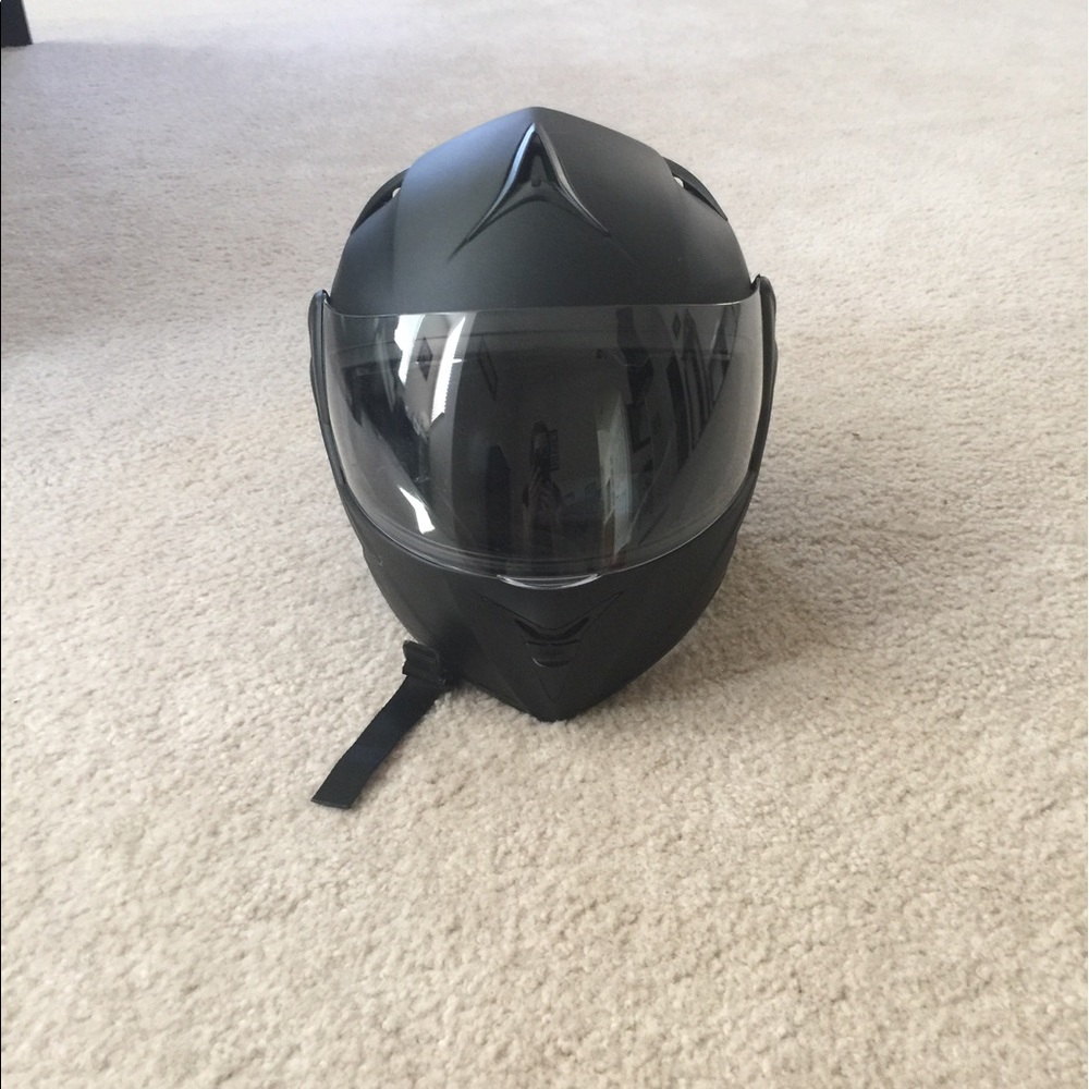 Black motorcycle helmet
