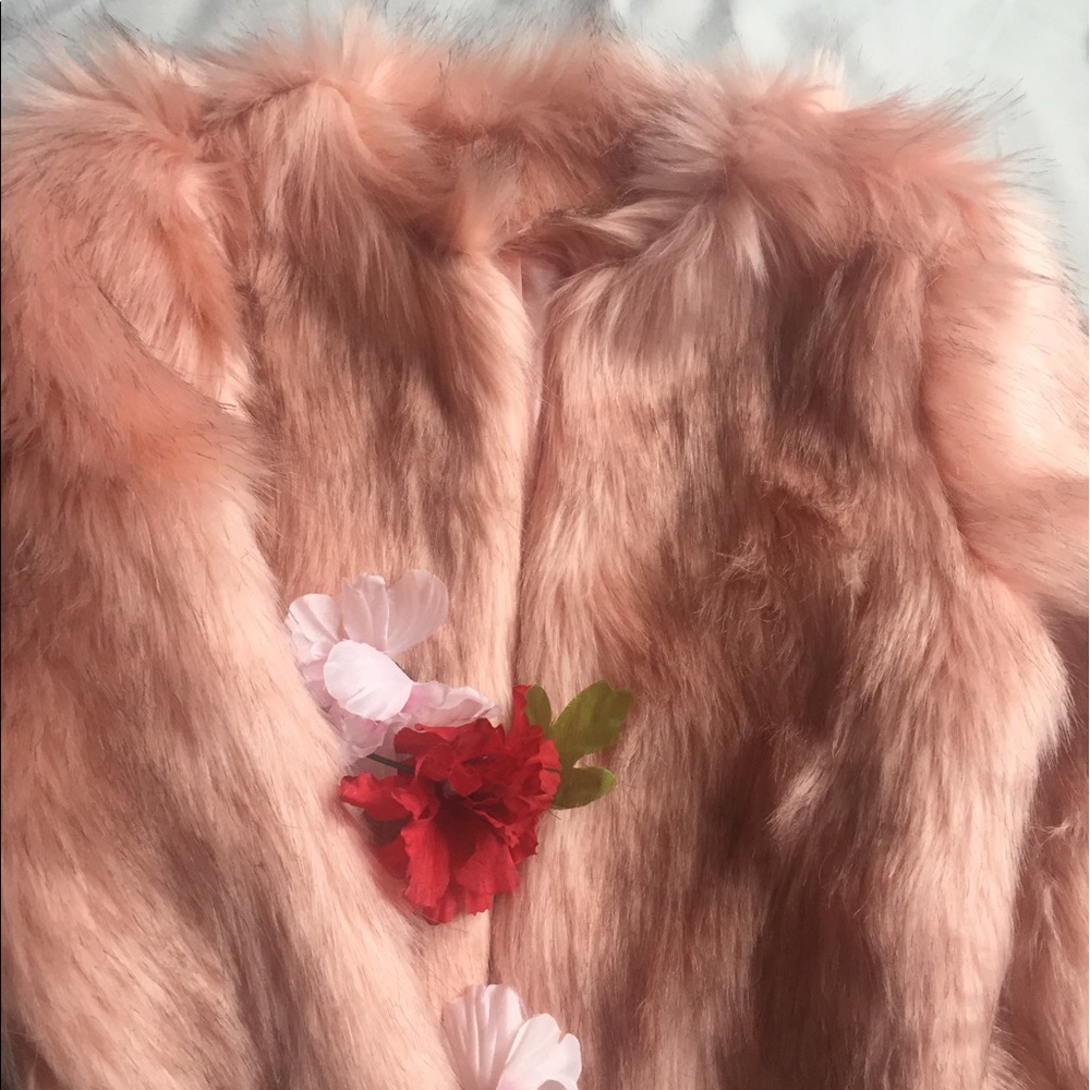 Pink Fluffy Faux Fur Coat