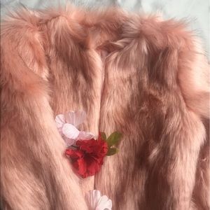 Pink Fluffy Faux Fur Coat