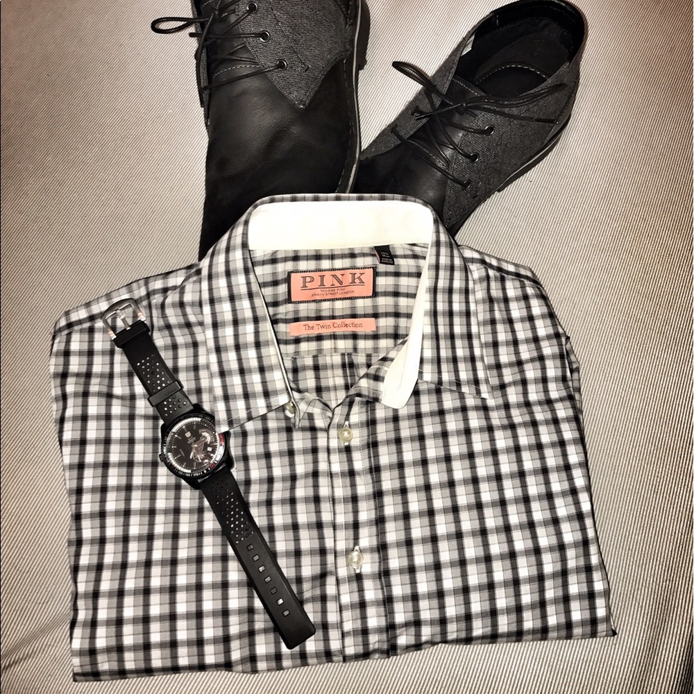 Men's Thomas Pink Brand Button Down Dress Shirt