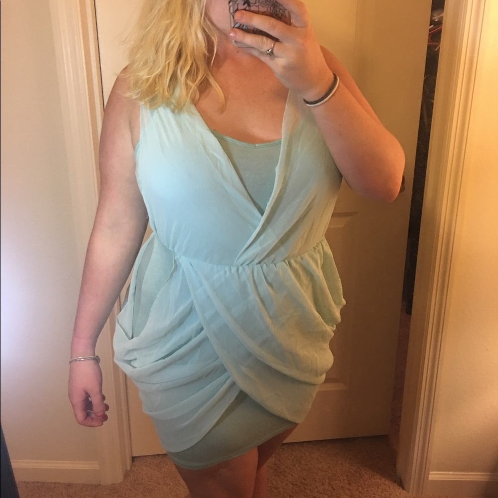 Playful Mint Mini Dress || Size: Large 🌞💎💙