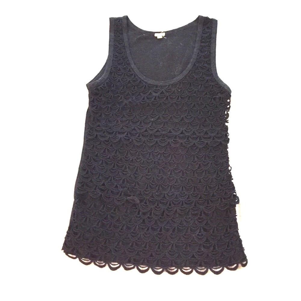 JCrew black lace/cotton shell