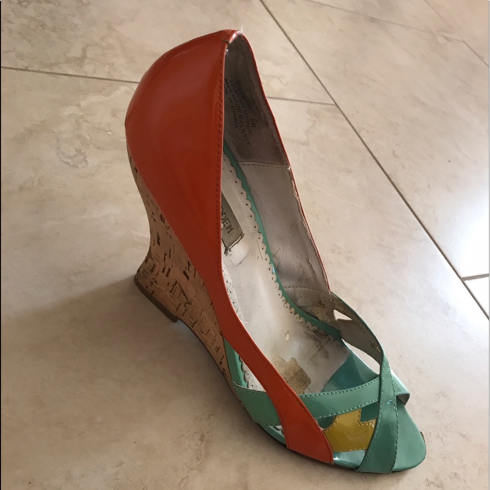 Colorful Steve Madden cork wedge sandals