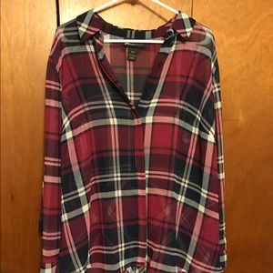 Lane Bryant Sheer Plaid Blouse