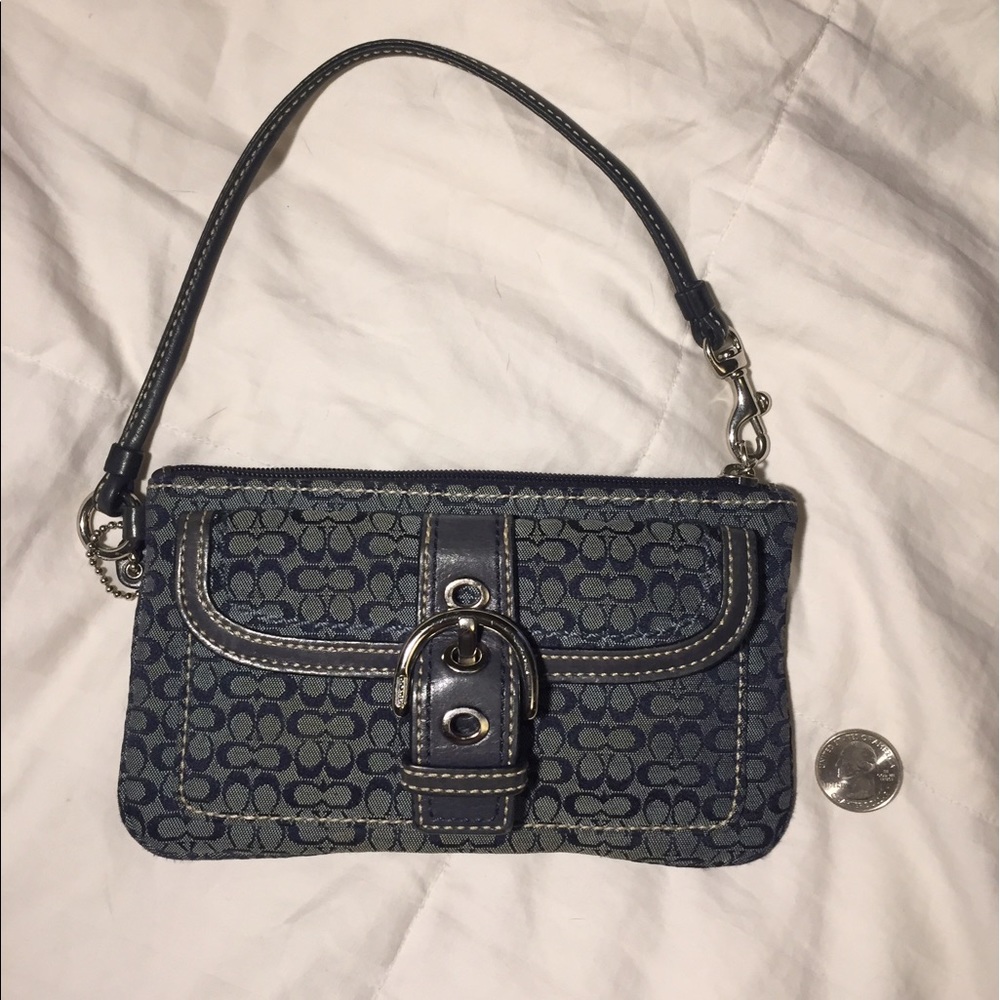Navy Blue Coach Wristlet Clutch